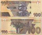 Zimbabwe 100 Dollars 2023/2024 P 106 UNC Lot 5 PCS