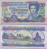 Falkland Islands 50 Pounds 1990 P 16 a UNC , QEII, Printer TDLR