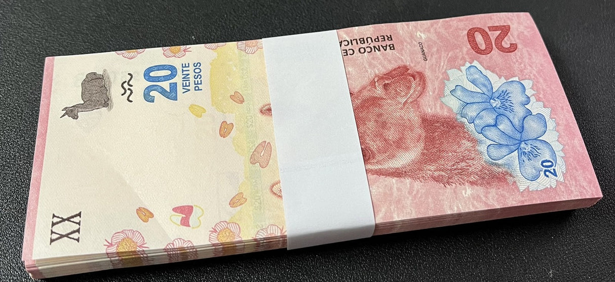 Argentina 20 Pesos ND 2017 P 361 AUnc Lot 100 Pcs 1 Bundle