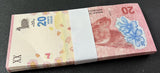 Argentina 20 Pesos ND 2017 P 361 AUnc Lot 100 Pcs 1 Bundle