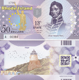 UNITED STATE USA. 50 DOLLARS 2015 POLYMER 13th STATE RHODE ISLAND Private issued