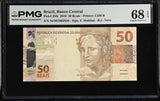 Brazil 50 Reais 2010 P 256 i Superb Gem UNC PMG 68 EPQ TOP POP