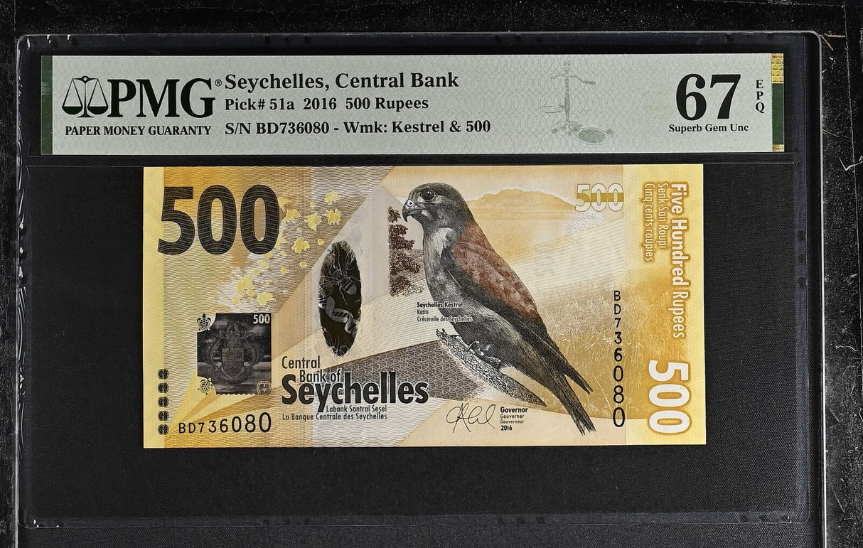 Seychelles 500 Rupees 2016 P 51 a Superb Gem UNC PMG 67 EPQ