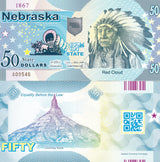 UNITED STATE USA. 50 DOLLARS 2019 POLYMER 37TH STATE NEBRASKA RED CLOUD, Private