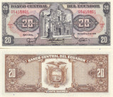Ecuador 20 Sucres 1988 P 121Aa UNC