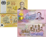 Singapore SET 2 PCS 20 Dollars 2007 2019 P 53 P 63 UNC