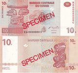 Congo 10 Francs 2003 P 93A G&D Specimen UNC