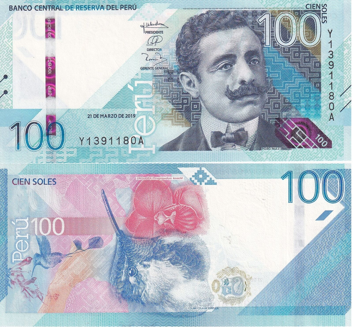 Peru 100 Soles 2019 P 199 Prefix Y UNC