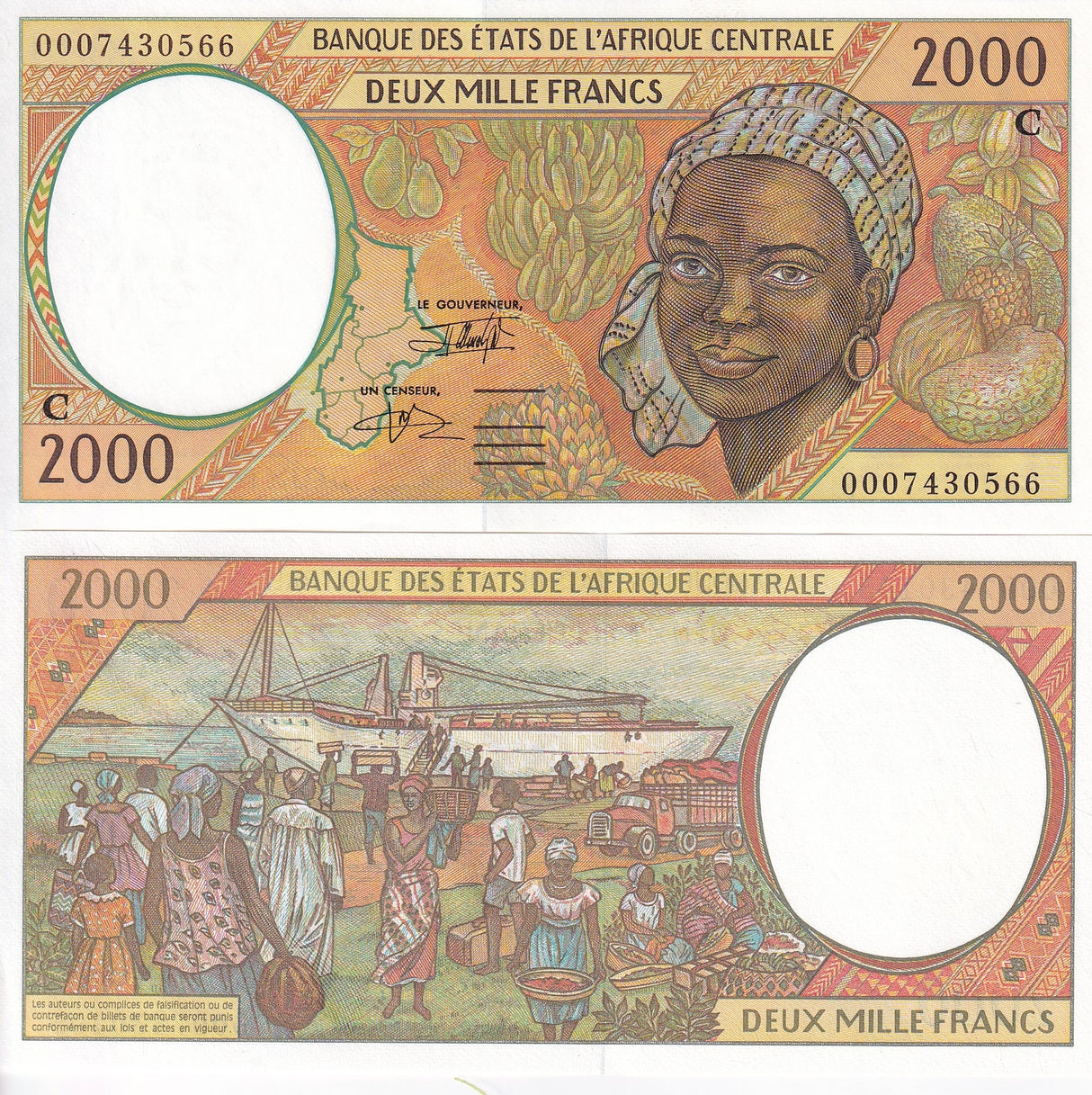 Central African States Congo 2000 Fr. 2000 P 103Cg Aunc
