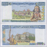 Djibouti 2000 Francs ND 1997 P 40 UNC Camel caravan girl Statue Government