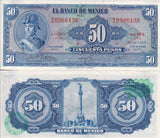 Mexico 50 Pesos 1972 P 49 u UNC, Ignacio de Allende  Statue of Victory