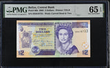Belize 2 Dollars 2005 P 66 b Gem UNC PMG 65 EPQ