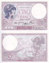 FRANCE 5 FRANCS 1940 P 83 UNC