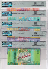 Samoa SET 5; 5 10-100 Tala ND 2017 P 38- 41 P 44 Specimen Gem UNC PMG 65 66 EPQ