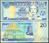 Fiji 20 Dollars QE II 2002 P 107 UNC , Parliament house , TDLR