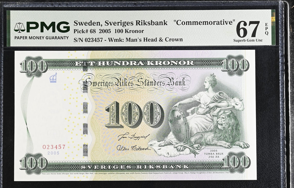 Sweden 100 Kronor 2025 P 68 Commemorative nice 23457 Superb Gem UNC PMG 67 EPQ