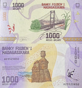 Madagascar 1000 Ariary 2025 P 100 New Sign UNC