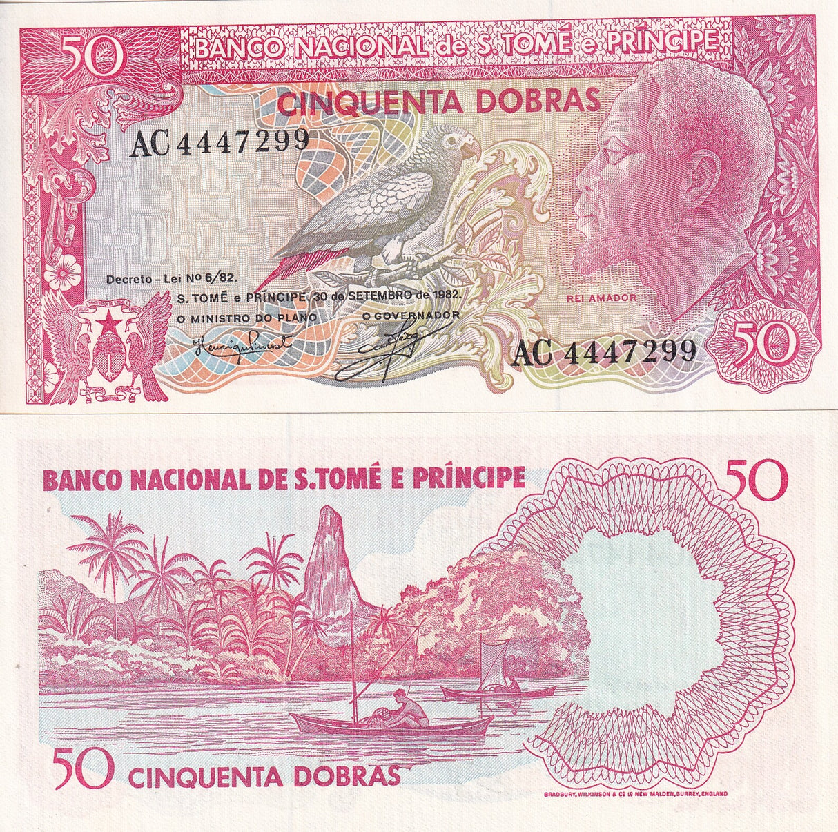St. Thomas & Prince 50 Dobras 1982 P 56 UNC
