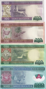 Mauritania Set 4 UNC 100 200 500 Ouguiya (1000 polymer) 2013-2014 P 16 17 18 19