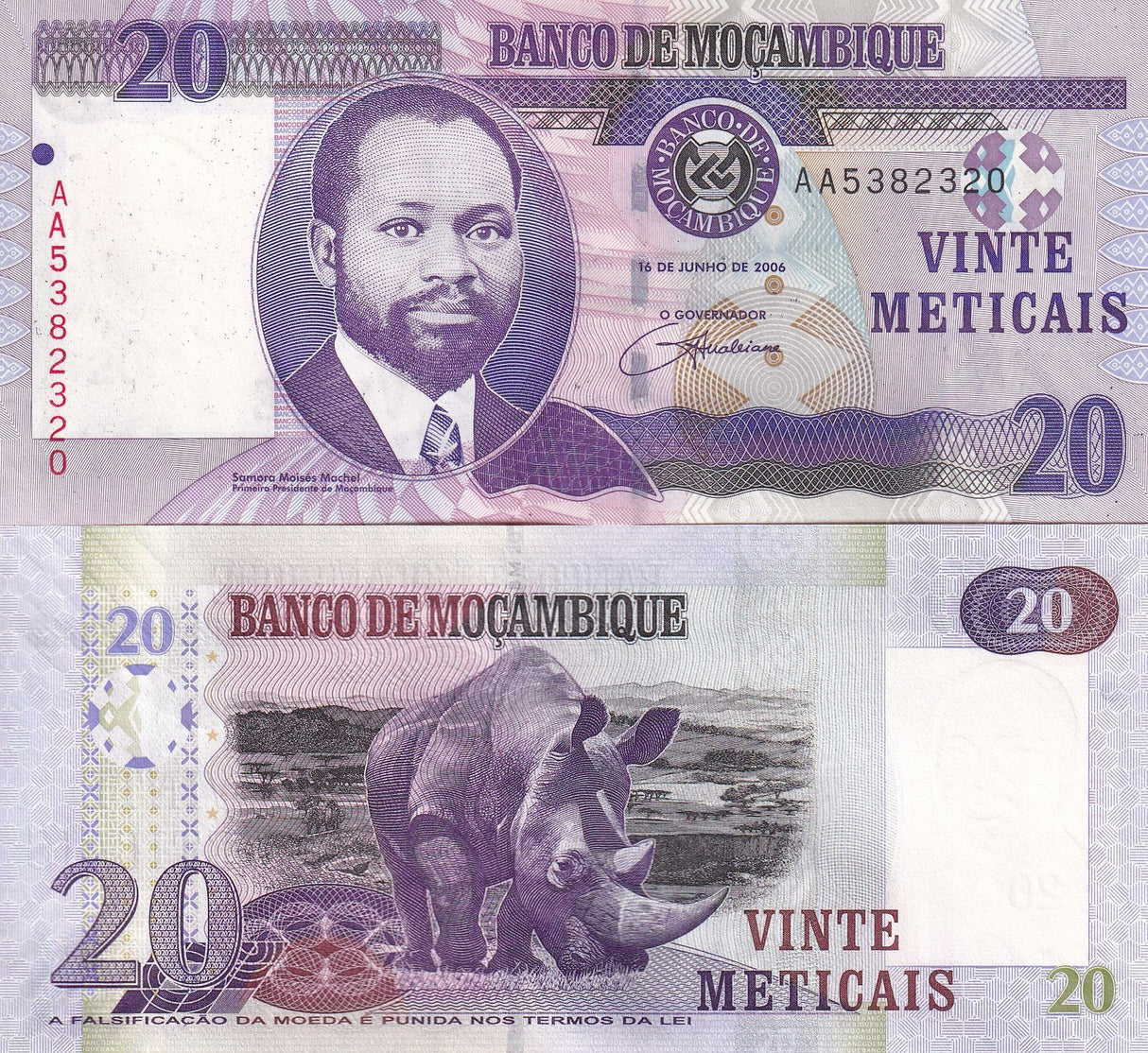 Mozambique 20 Meticais 2006 P 143 UNC