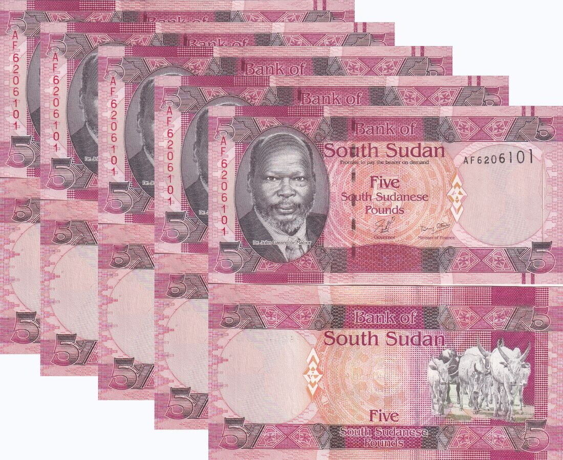 South Sudan 5 Pounds ND 2011 P 6 UNC LOT 5 PCS