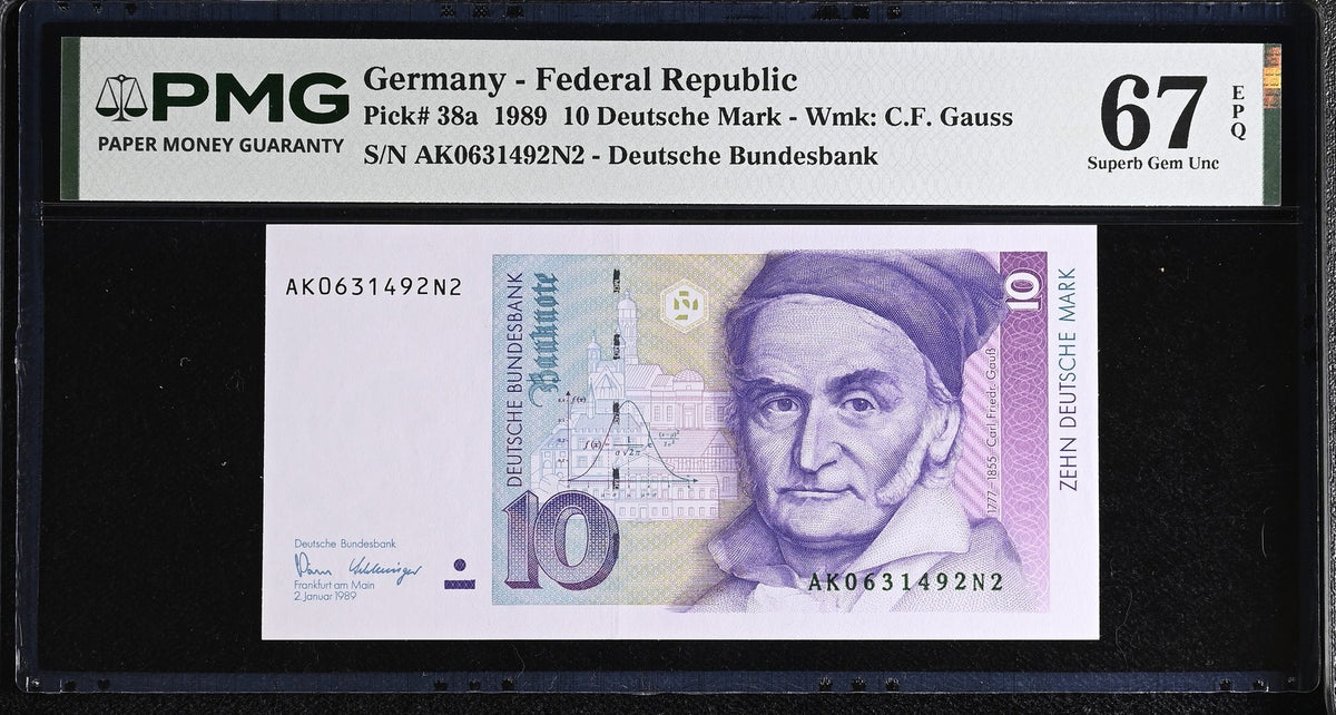 Germany Federal Republic 10 Mark 1989 P 38 a Superb Gem UNC PMG 67 EPQ