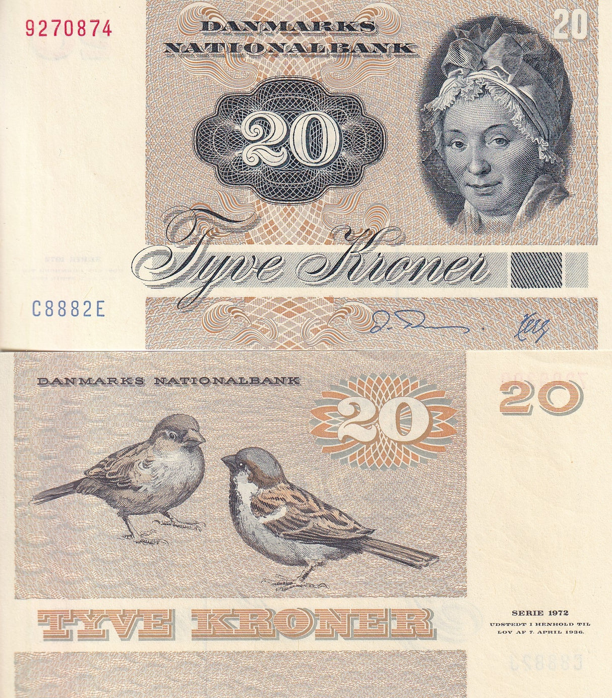 Denmark 20 Kroner 1988 Random Signature P 49 Crisp But AUnc