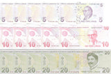 Turkey SET 3 X Lot 5 = 15 UNC 5 10 20 Lira 2022/2025 Mixed Prefix P 222 223 224