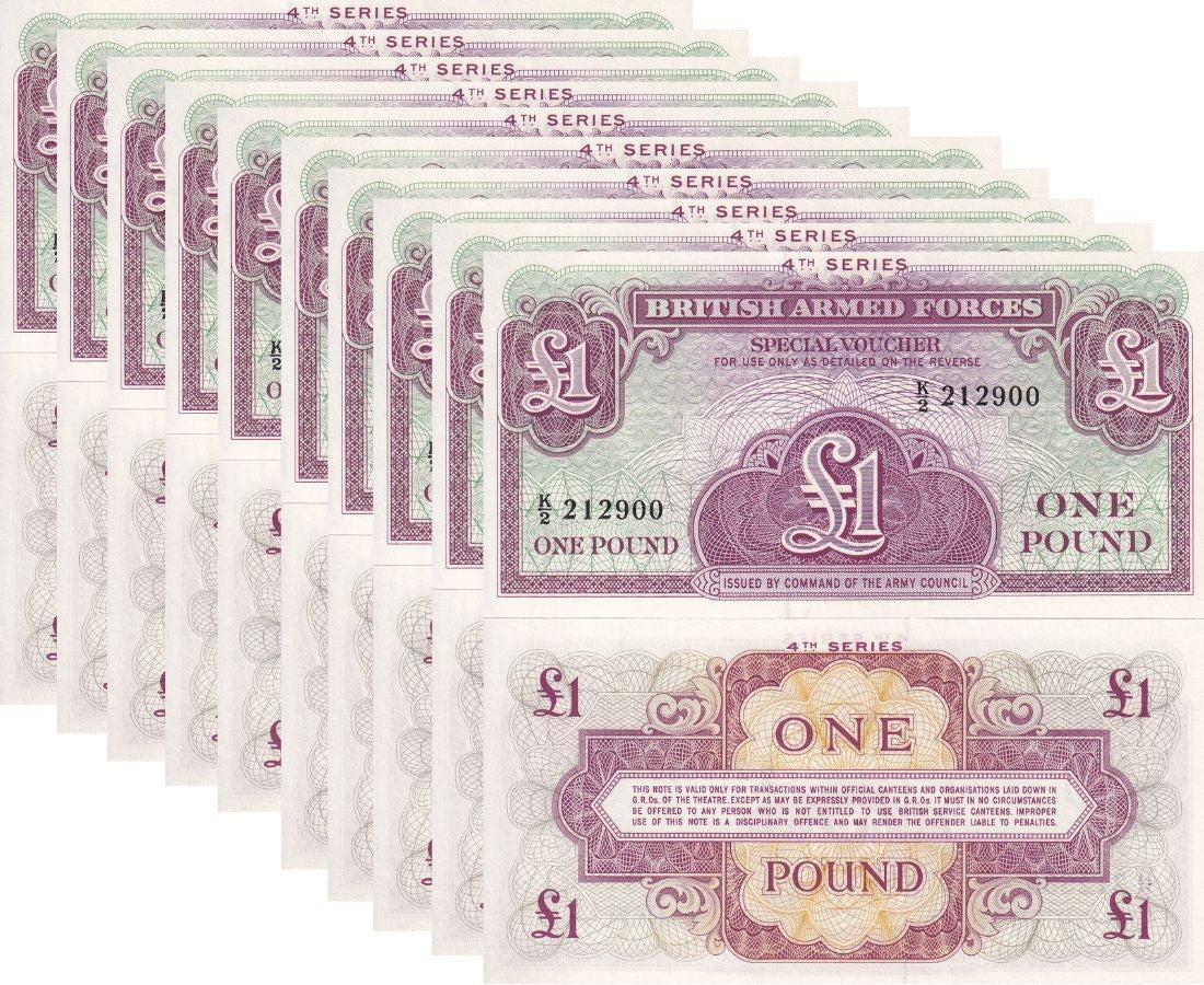 Great Britain 1 Pound British Armed Forces ND 1962 P M36 UNC LOT 10 PCS