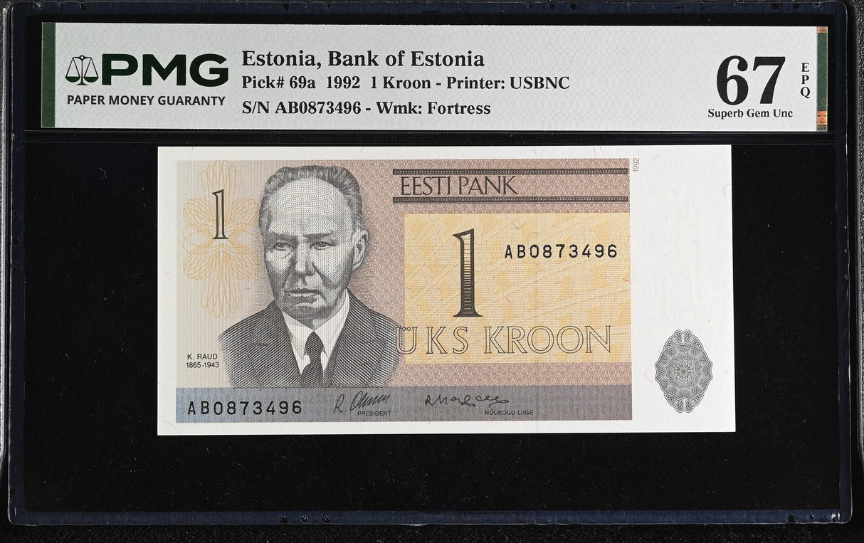 Estonia 1 Kroon 1992 P 69 a Superb Gem UNC PMG 67 EPQ