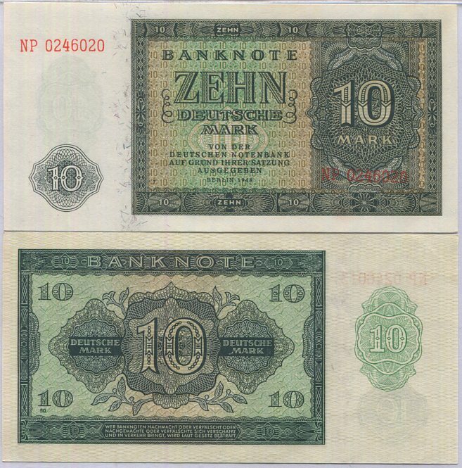 GERMANY Democratic 10 Deutsche MARK 1948 P 12 b UNC