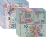 Suriname SET 2 x LOT 5 = 10 UNC 5 10 Gulden 2000 P 146 147