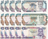 Zambia Set 3 X Lot 5 = 15 UNC 20 50 100 Kwacha 1992 - 2009 P 36 37 38 Lusaka