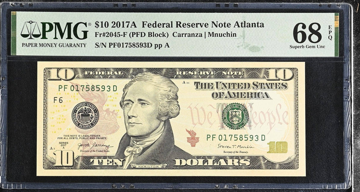 United States 10 Dollars USA 2017A P 545B F Atlanta Superb Gem UNC PMG 68 EPQ