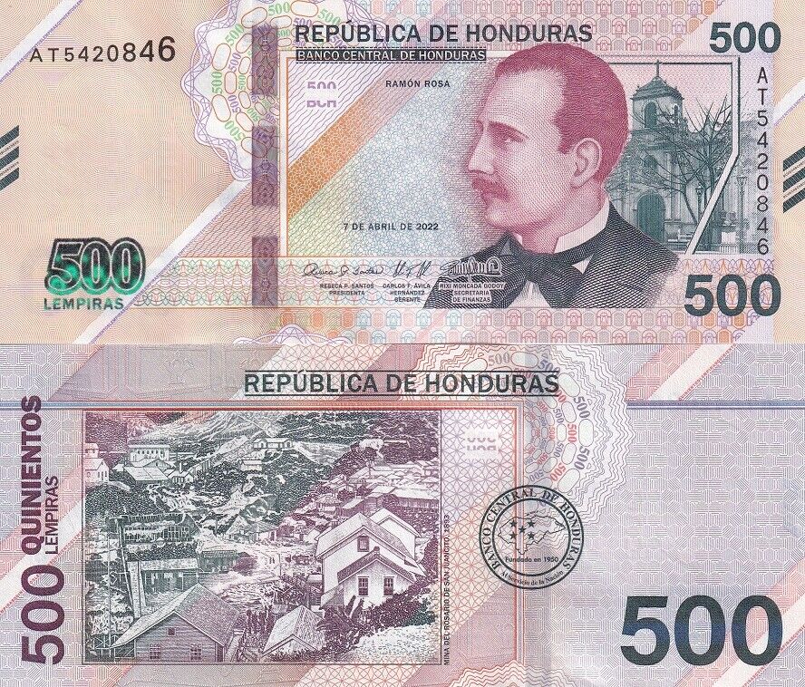 Honduras 500 Lempiras 2022 / 2024 P NEW Revise Design UNC