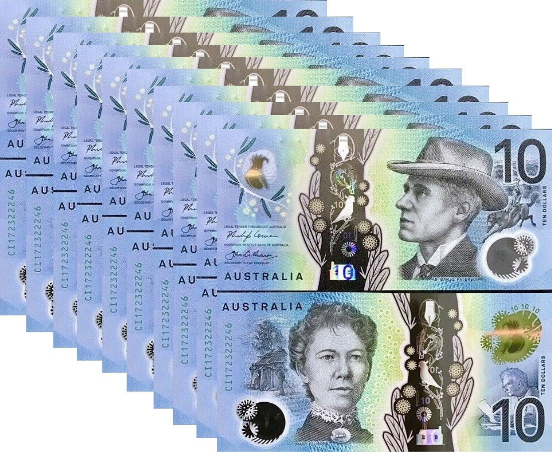 Australia 10 Dollars 2017 P 63 Polymer UNC LOT 10 PCS 1/10 Bundle