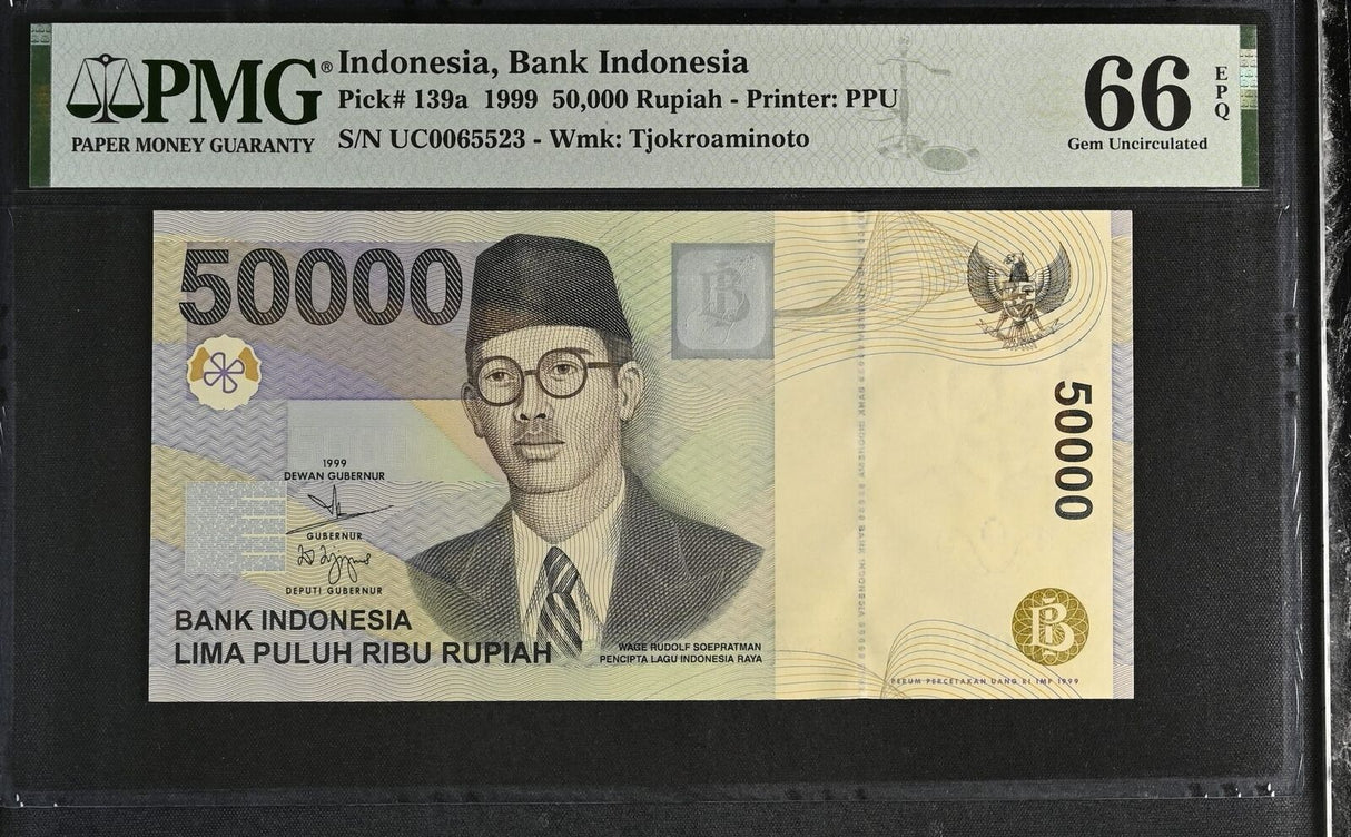 Indonesia 50000 Rupiah 1999 P 139 a Gem UNC PMG 66 EPQ