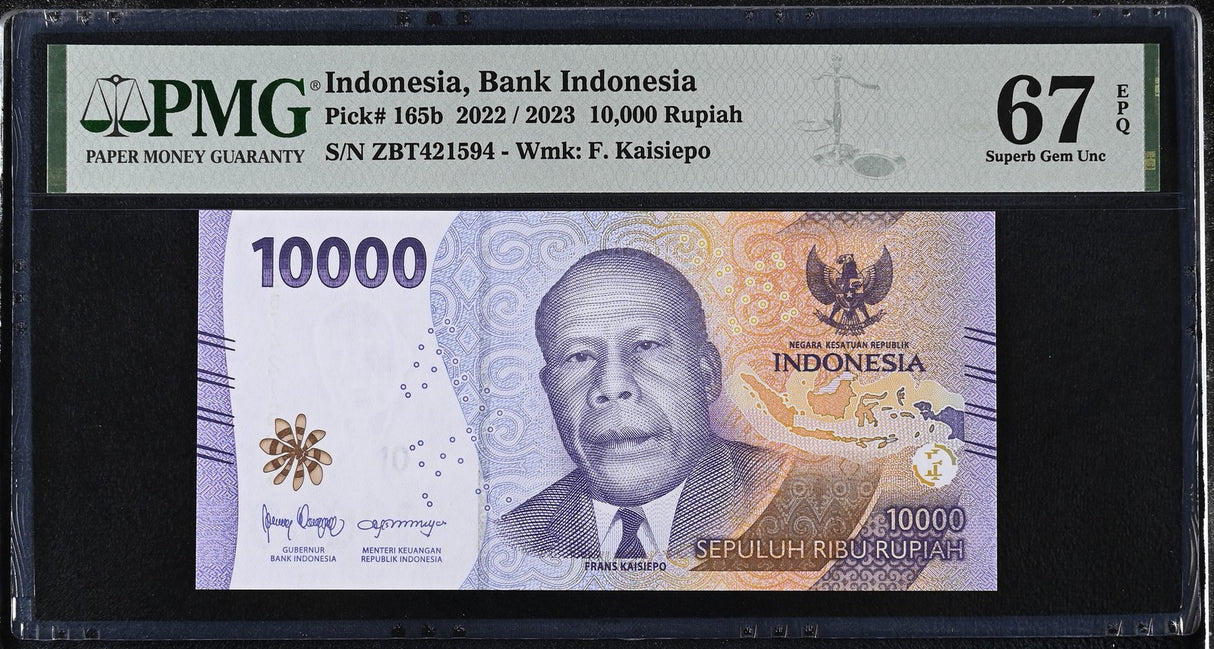 Indonesia 10000 Rupiah 2022 / 2023 P 165 b Superb Gem UNC PMG 67 EPQ