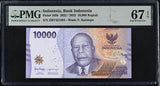 Indonesia 10000 Rupiah 2022 / 2023 P 165 b Superb Gem UNC PMG 67 EPQ