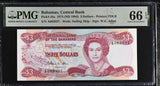 Bahamas 3 Dollars 1974 ND 1984 P 44 a Gem UNC PMG 66 EPQ