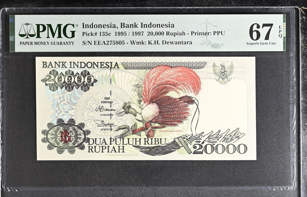Indonesia 20000 Rupiah 1995/1997 P 135 c Superb Gem UNC PMG 67 EPQ