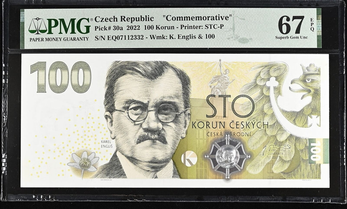 Czech Republic 100 Korun 2022 Comm. P 30 a Superb Gem UNC PMG 67 EPQ BIG Size