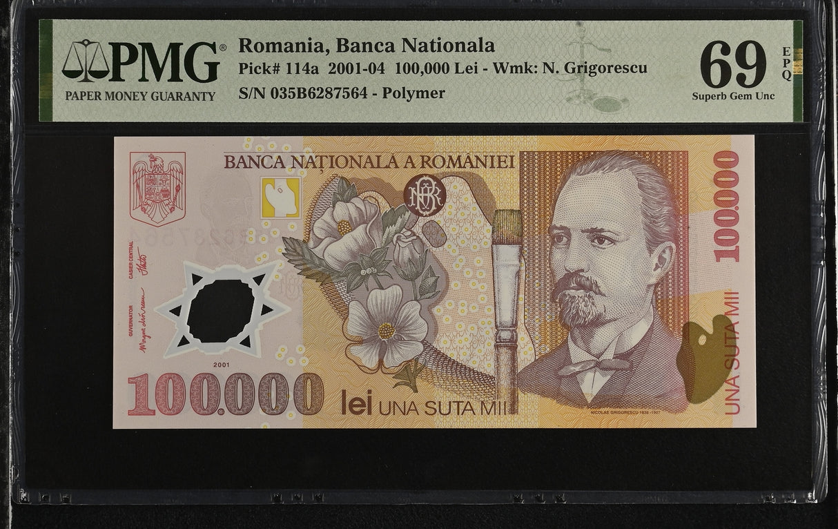 Romania 100000 Lei 2003 P 114 a Polymer Superb Gem UNC PMG 69 EPQ
