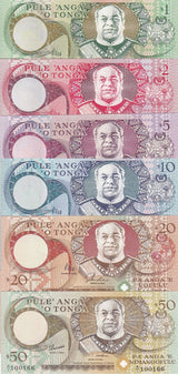 Tonga Set 6 UNC 1 2 5 10 20 50 Pa'anga ND 1995 P 31 P 32 P 33 P 34 P 35 P 36 UNC