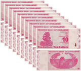 Zimbabwe 10 Dollars 2009 P 94 UNC LOT 10 PCS ,Chiremba balancing rock