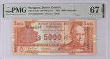 Paraguay 5000 Guaranies 2005 P 223 a Superb Gem UNC PMG 67 EPQ
