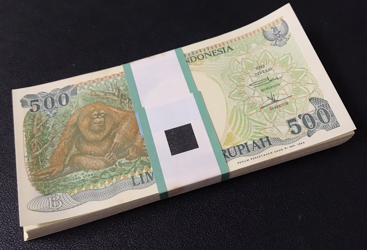 Indonesia 500 Rupiah 1992/Mixed Years P 128 UNC LOT 100 Pcs 1 Bundle Little Tone