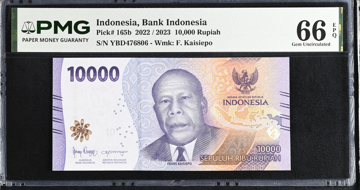 Indonesia 10000 Rupiah 2022 / 2023 P 165 b Gem UNC PMG 66 EPQ