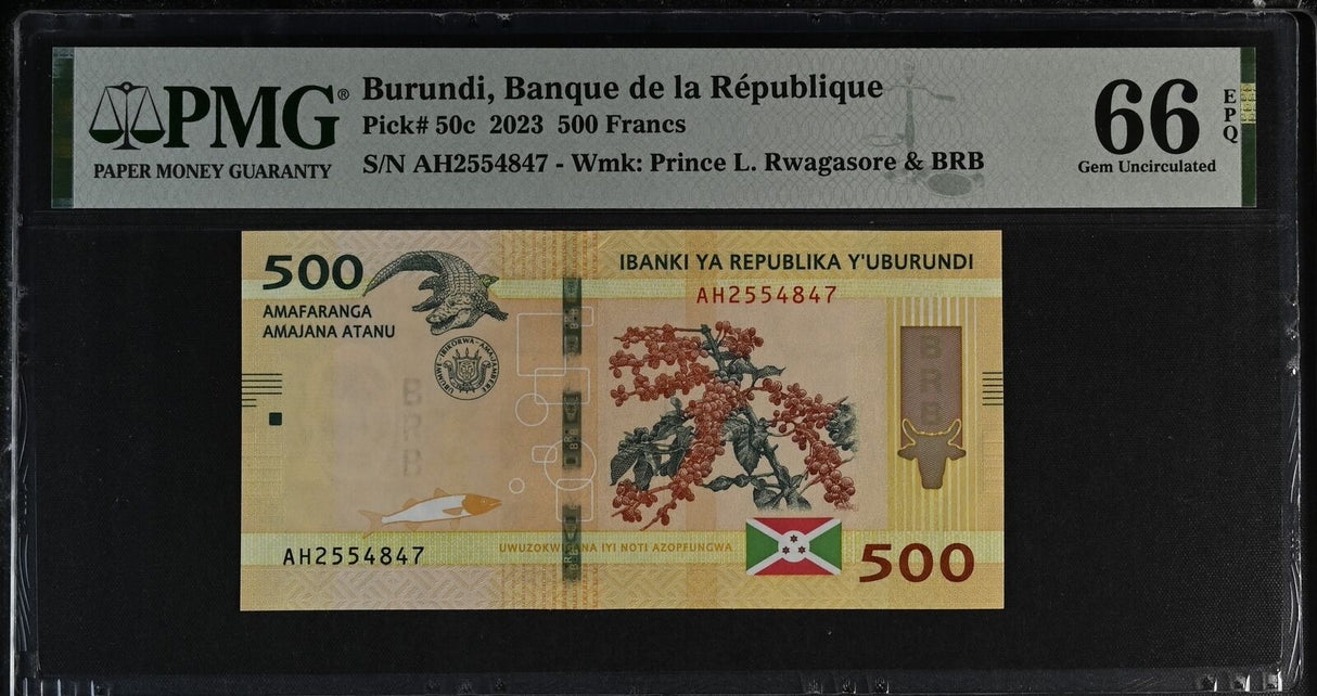 Burundi 500 Francs 2023 P 50 c Gem UNC PMG 66 EPQ
