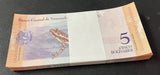 Venezuela 5 Bolivares 2018 P 102 UNC LOT 100 PCS 1 BUNDLE UNC